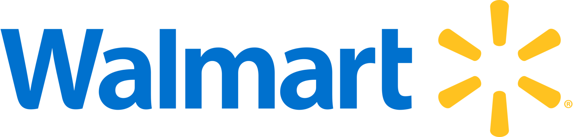 A blue logo for walmart on a black background.