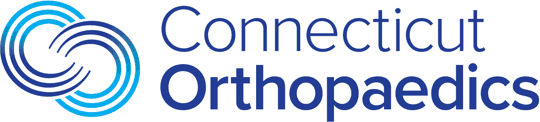 A blue and white logo for connector orthopedics.